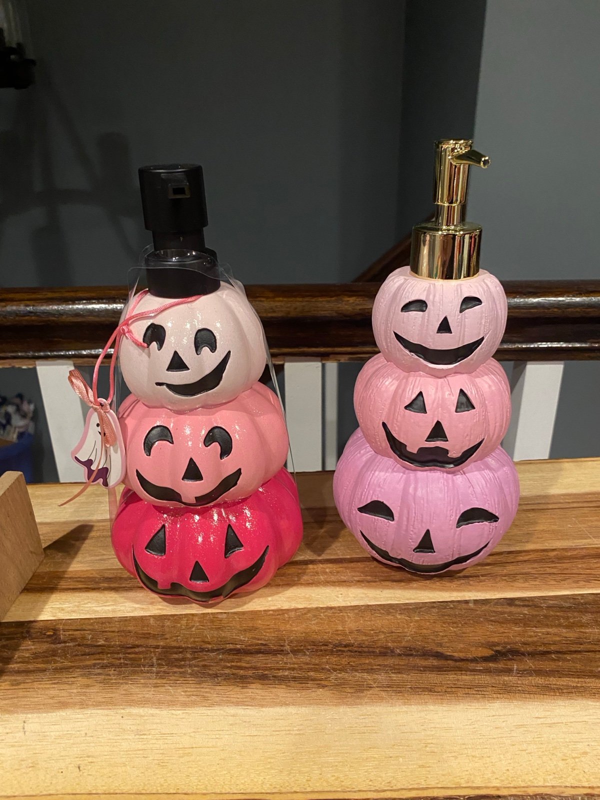 2 Pink pumpkin soap/lotion dispensers