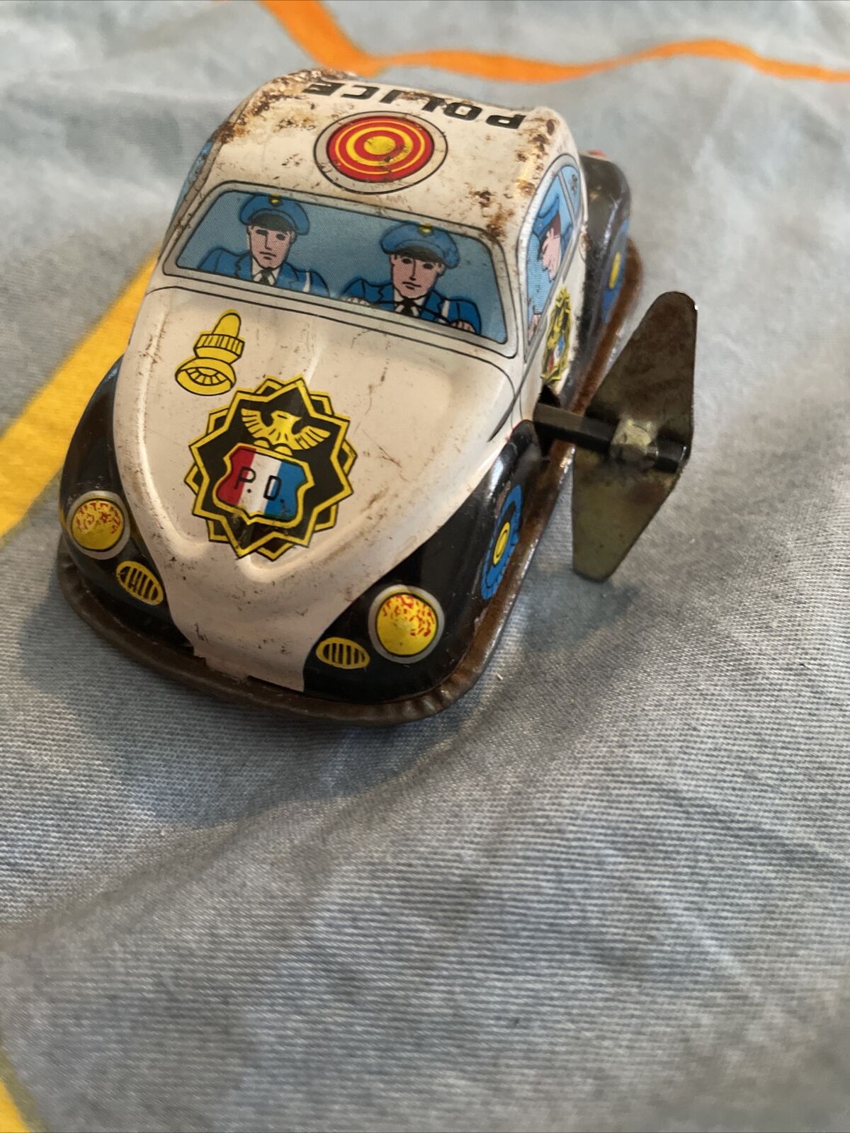 JAPAN TINPLATE BLECH VW VOLKSWAGEN BEETLE KAFER POLICE WIND-UP EXCELLENT