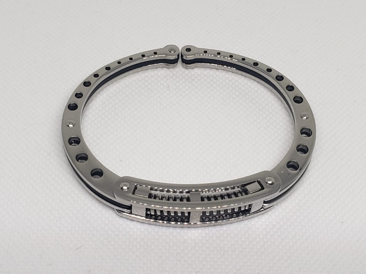 Gold Plated Bangle Cuff Style Kinetic Spring Titanium Bracelet Waterproof UNISEX