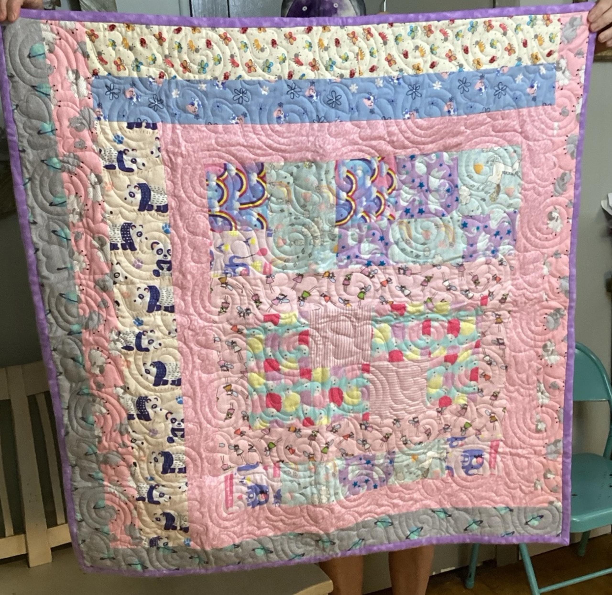 NEW HOMEMADE Baby Quilt Multi Colored Pink 40 X 40