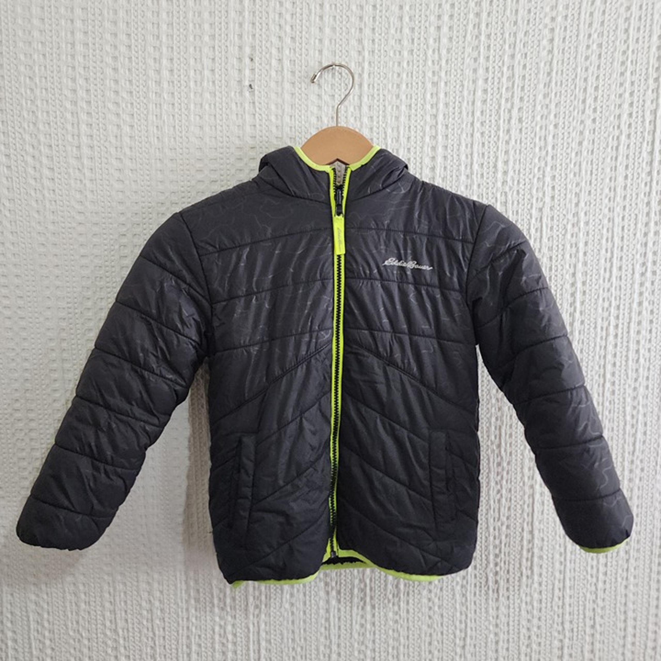 Eddie Bauer Boys Reversible Puffer Sherpa Jacket Size XS 5/6