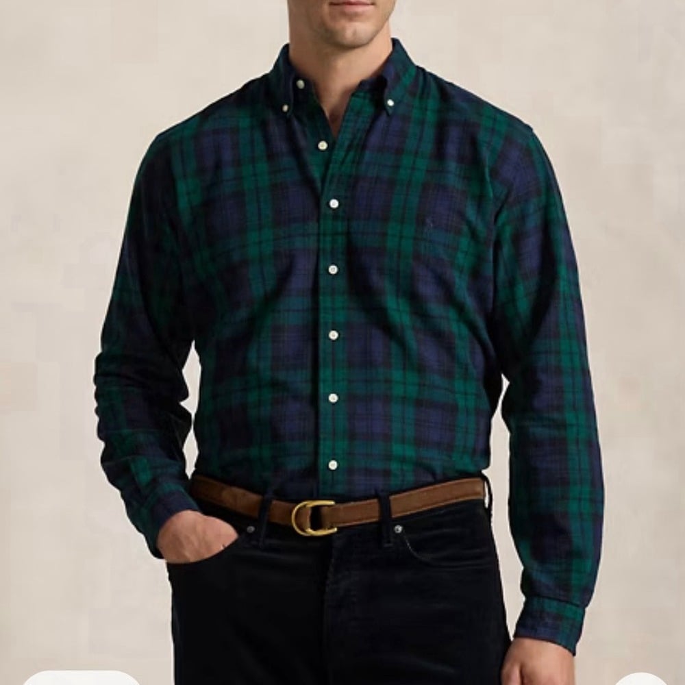 NWT Polo Ralph Lauren Green Blue Plaid Cotton Button Down Blake Shirt Size XXL
