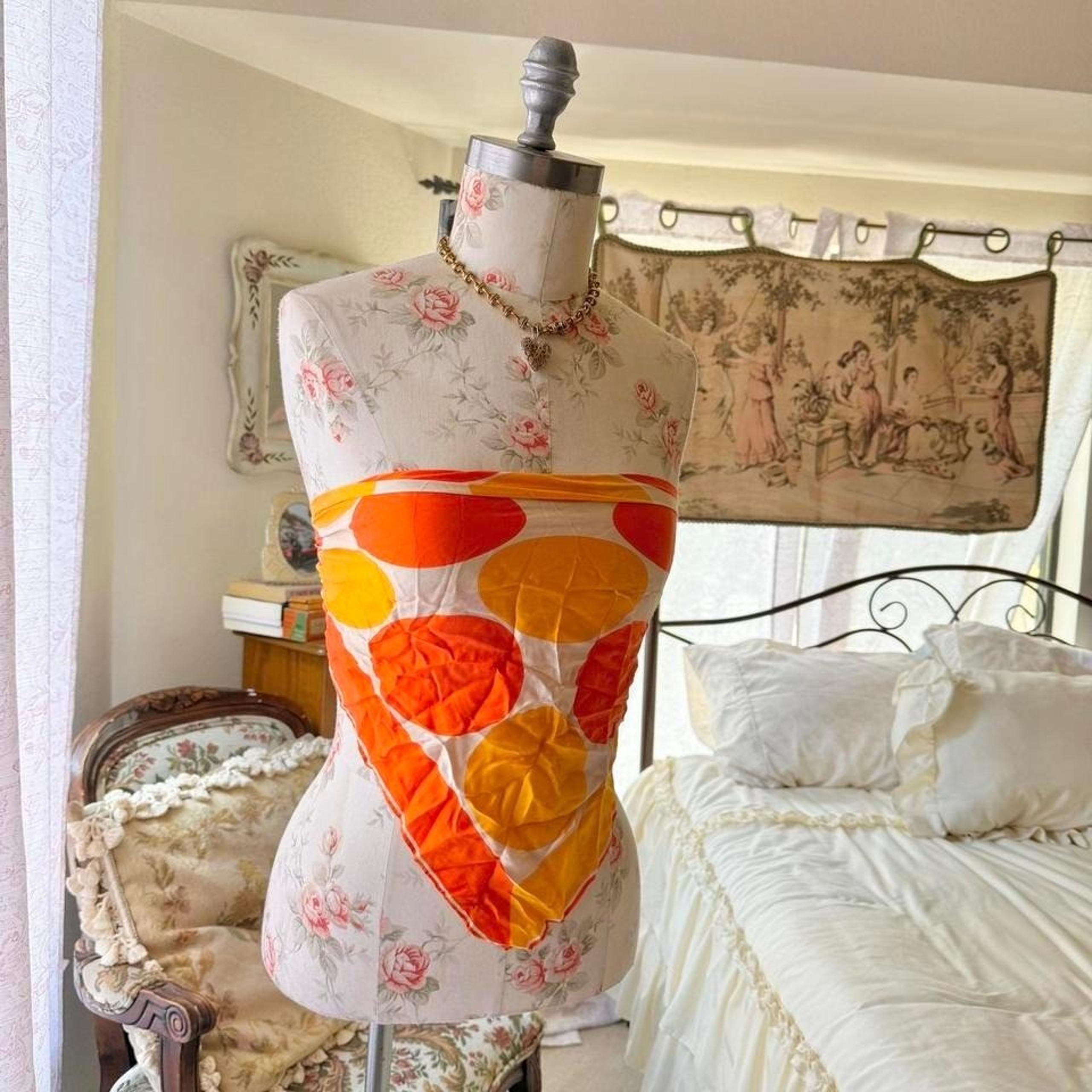 vintage orange and yellow geometric scarf
