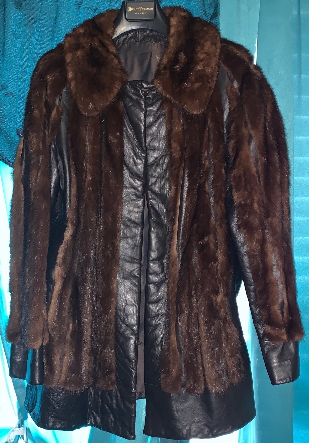 Leather and Fur Coat Vintage Women’s Large (Read Description)