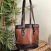 Western Boho Indie Brown camel tan leather shoulder hand bag purse tote silver