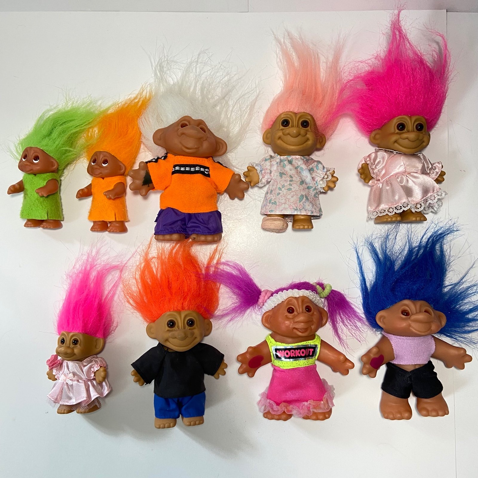 3-4.5” (Without Hair) Vintage Troll Doll Lot Of 9 (Russ, Playmates & Dam)
