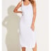 Vitamin A Swimwear tank top midi West Dress white ribbed deep slit small 6 NWT