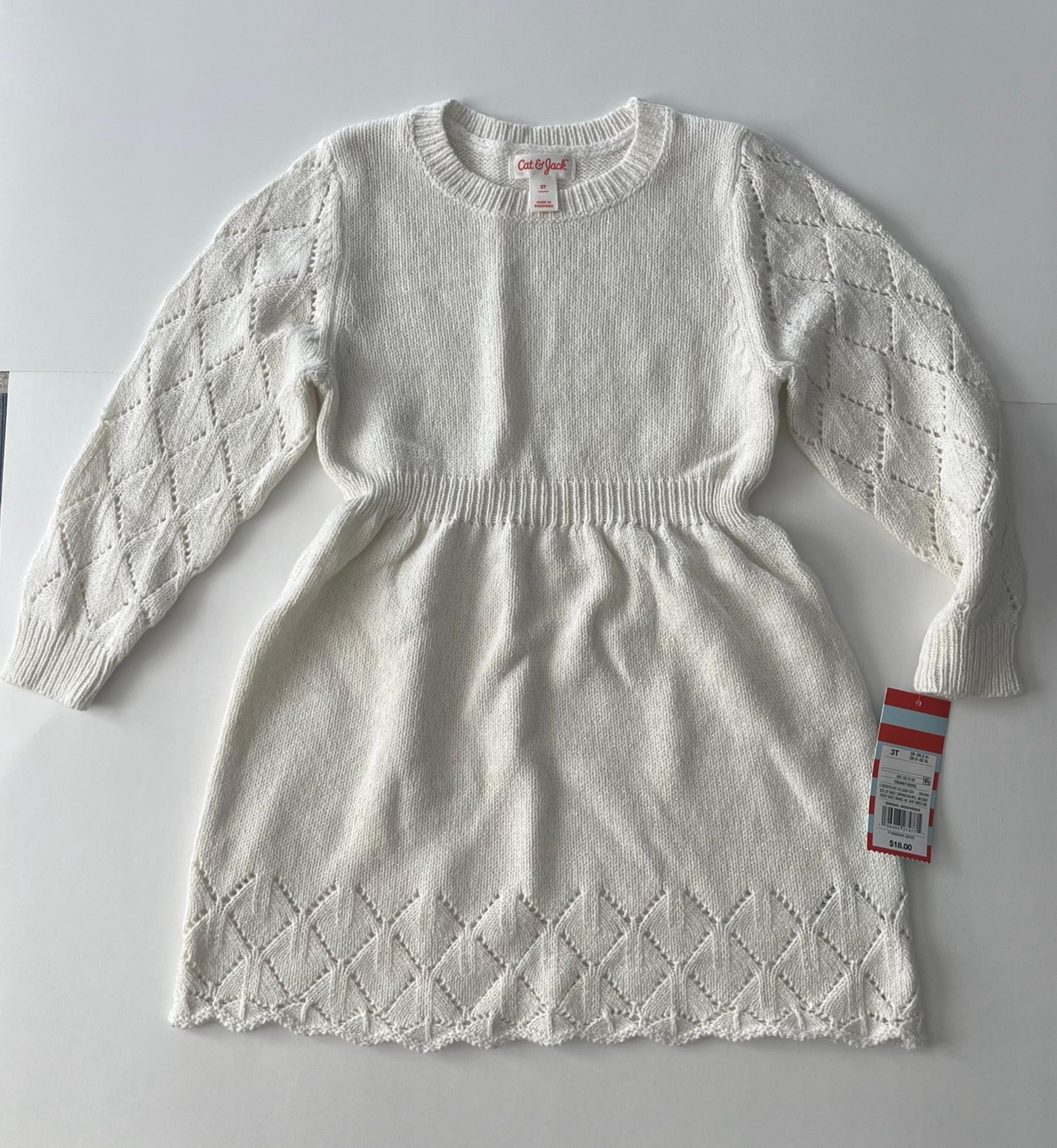 NWT Cat & Jack- cream Sweater dress size 3T