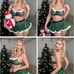 Christmas Lingerie Sets Sexy Santa Mesh Babydoll Teddy Top Mini Skirt Sz S-XXL