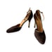 Charles Jourdan Brown Suede Ankle Strap Pumps With Gold Metal Heel, Size 8 1/2