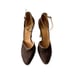 Charles Jourdan Brown Suede Ankle Strap Pumps With Gold Metal Heel, Size 8 1/2
