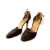 Charles Jourdan Brown Suede Ankle Strap Pumps With Gold Metal Heel, Size 8 1/2