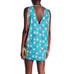 Trina Turk Blue Print Short Sleeve Tunic Swimsuit Coverup Top M