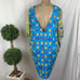 Trina Turk Blue Print Short Sleeve Tunic Swimsuit Coverup Top M