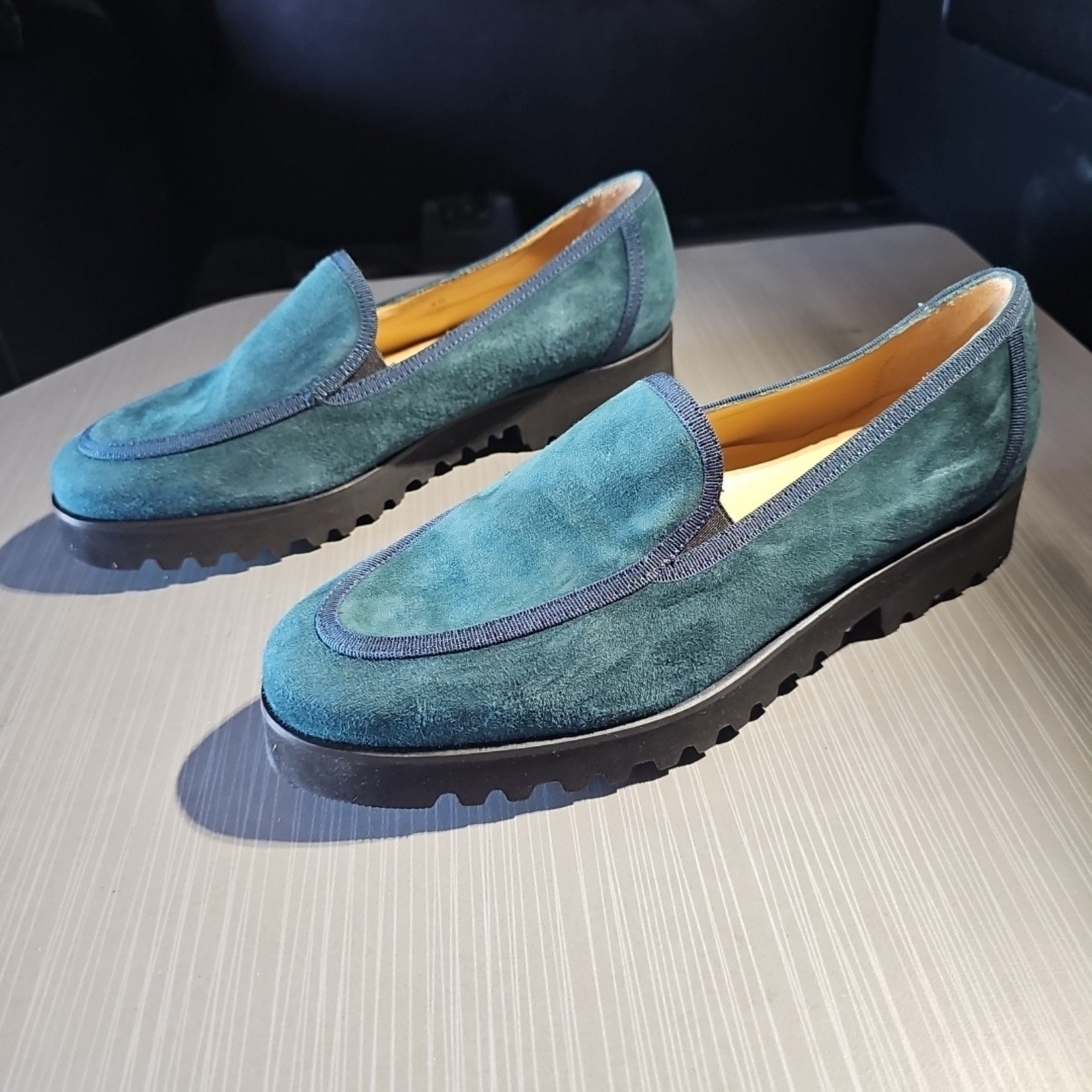 Ron White Suede Slip On Turquoise Loafers Women Size 9.5 NWOT 365