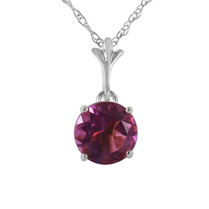 14K. SOLID GOLD NECKLACE WITH NATURAL AMETHYST (White Gold)