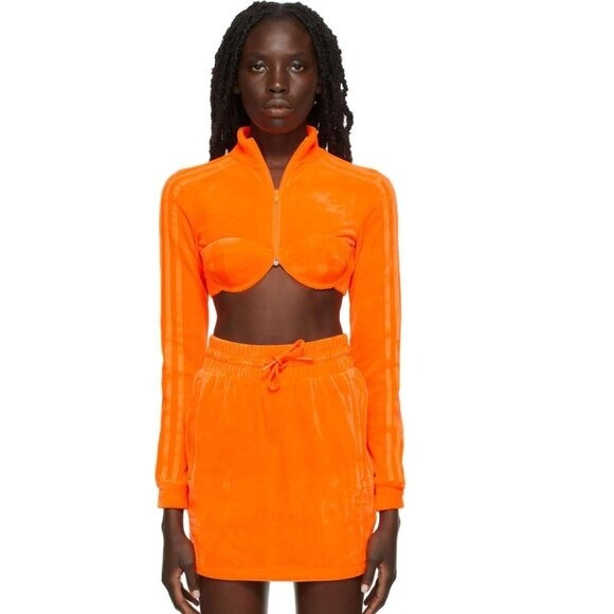 NWT Jeremy Scott x adidas Originals JS Skirt W Velour App Signal Orange H53363
