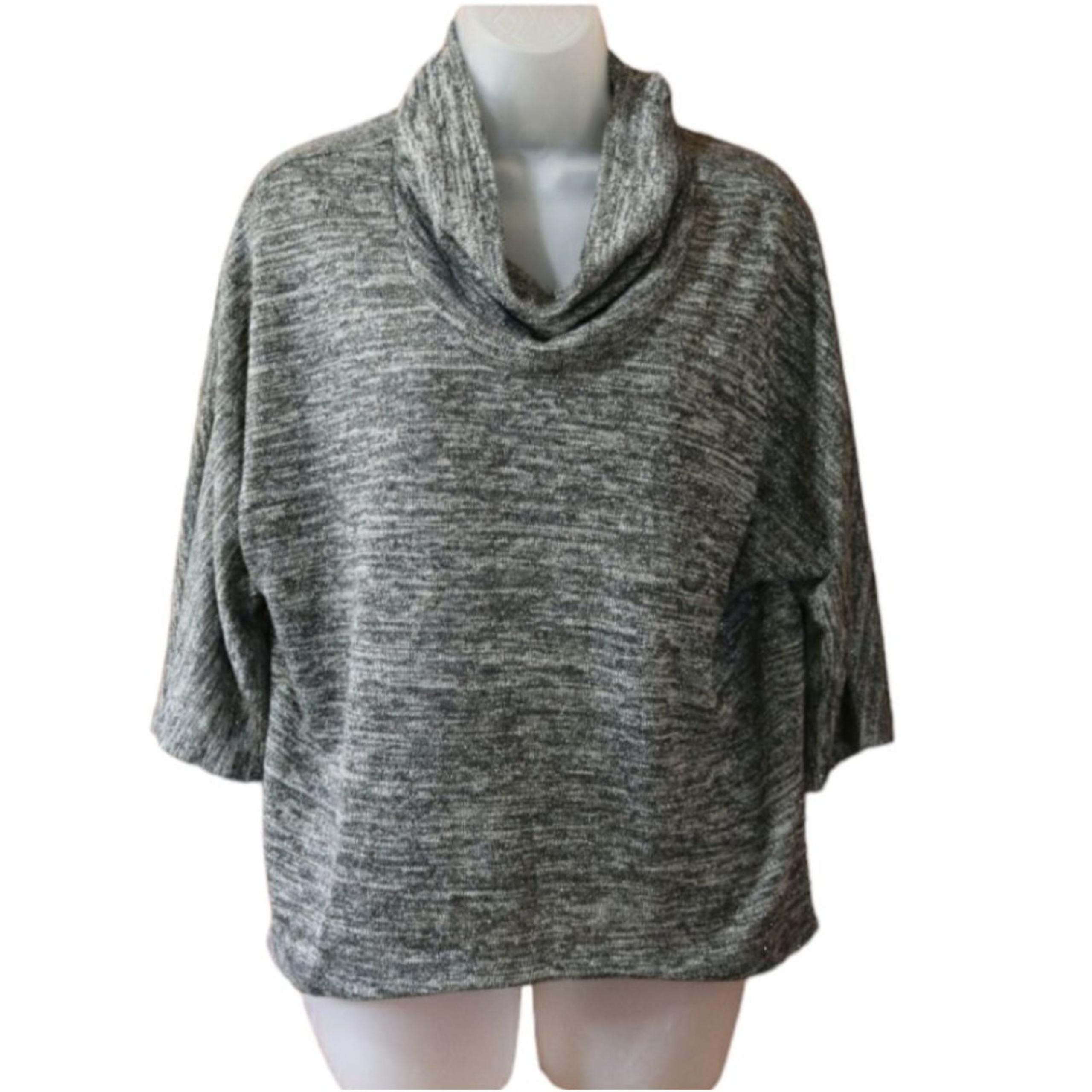 Dress Barn Gray Heathered Oversized Cowl Neck Sweater Medium