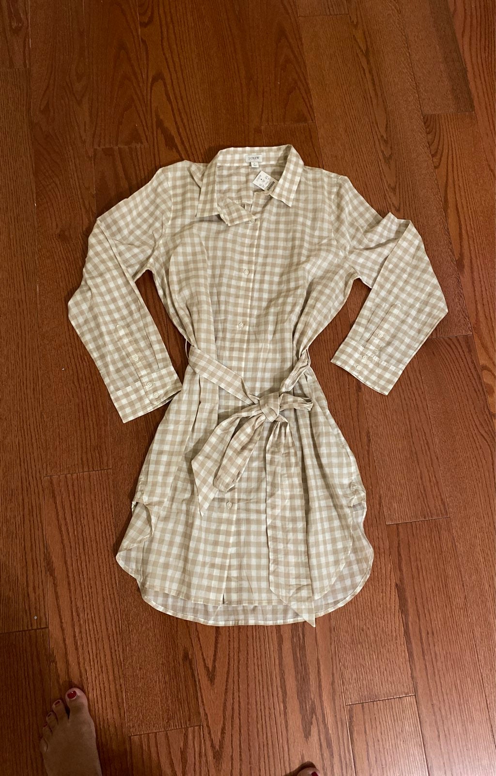 J. Crew Beach Cover Up Gingham Sz L NWT