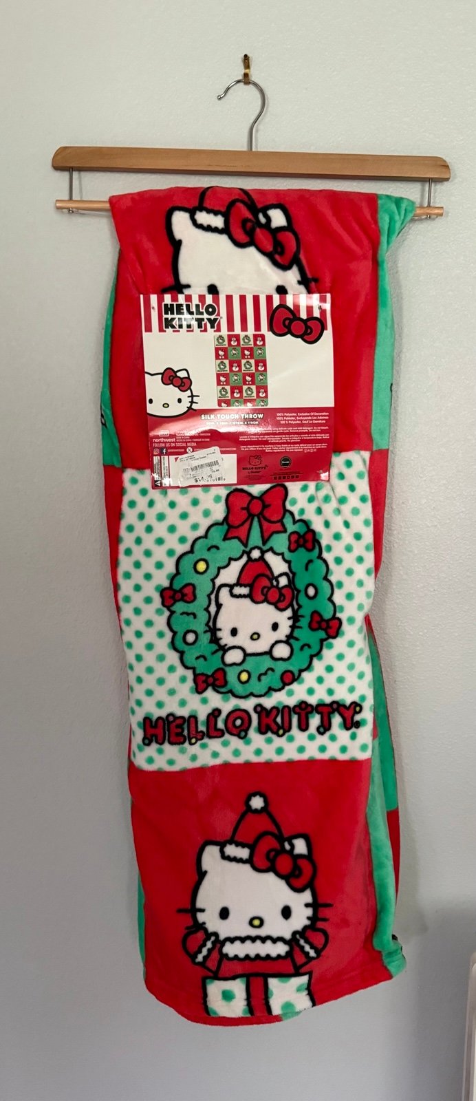 Hello Kitty Christmas Patchwork Plush Blanket