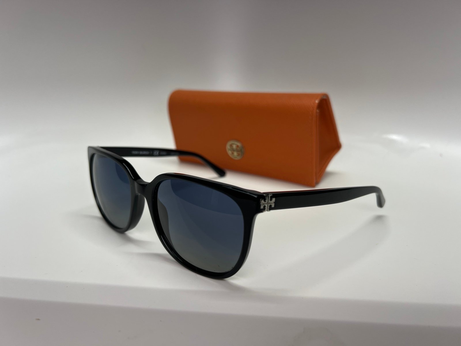 Tory Burch Square Sunglasses with Black Frame and Blue Gradient