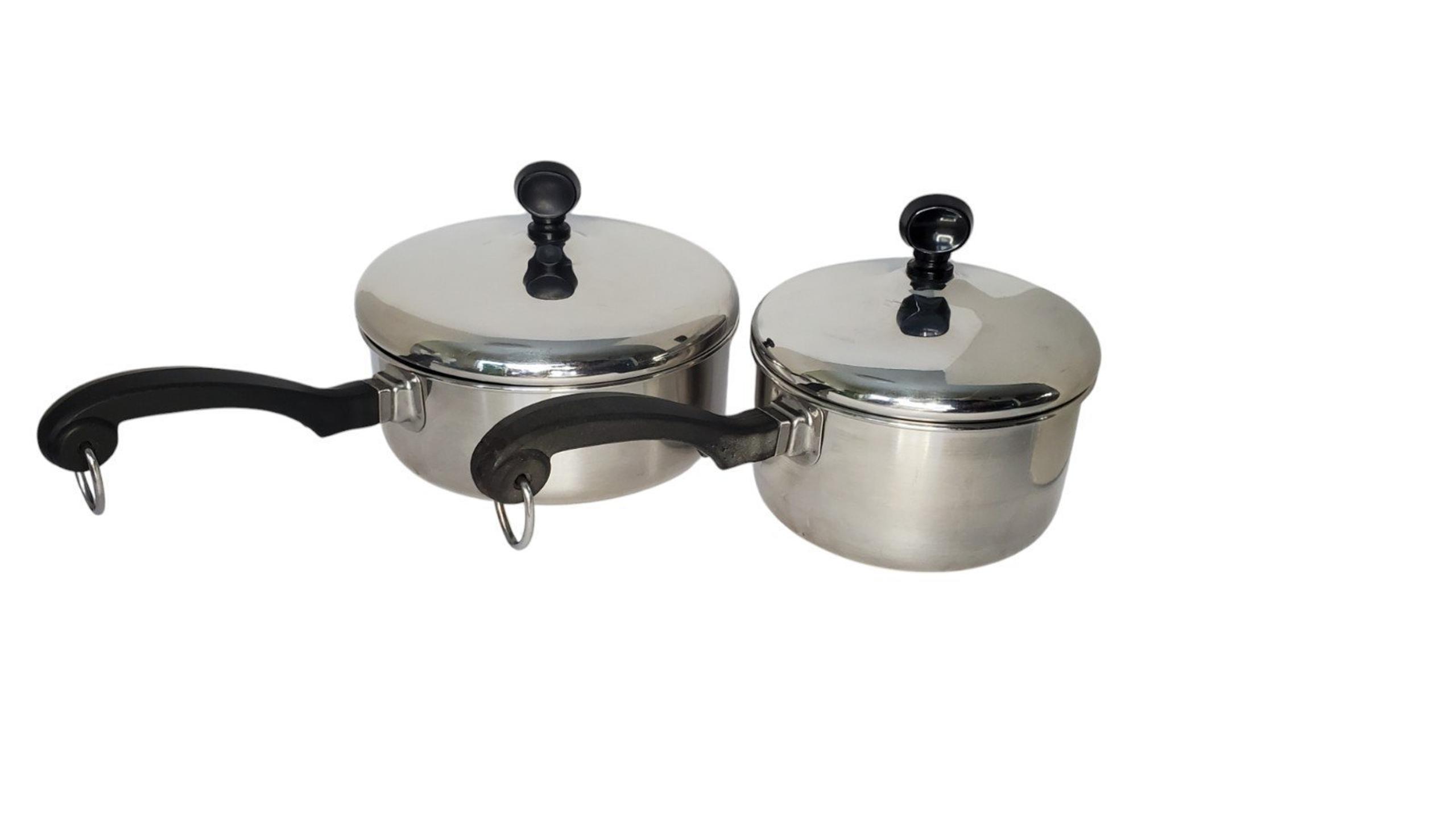 Vtg Farberware Sauce Pan Pots 1 qt & 1.5 qt Stainless Steel Aluminum Clad READ
