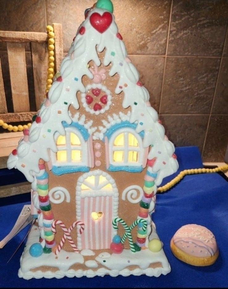 Christmas Gingerbread House, 14 Tall, decorated with Sprinkles & Gumdrops,BNIB!