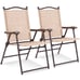 Costway Set of 2 Patio Folding Sling Back Chairs Camping Deck Garden Beach