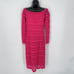SHO by Tadashi Shoji Crinkle Off The Shoulder Long Sleeve Lace Dress S Pink 248