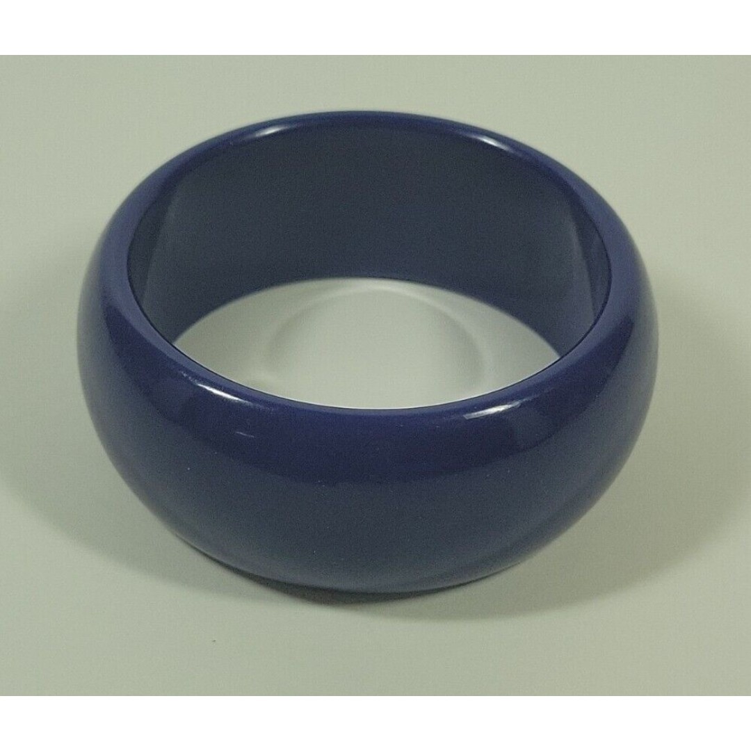 Vintage Royal Blue Lucite Wide Bold Chunky Plastic Bangle Bracelet VTG MOD 80's