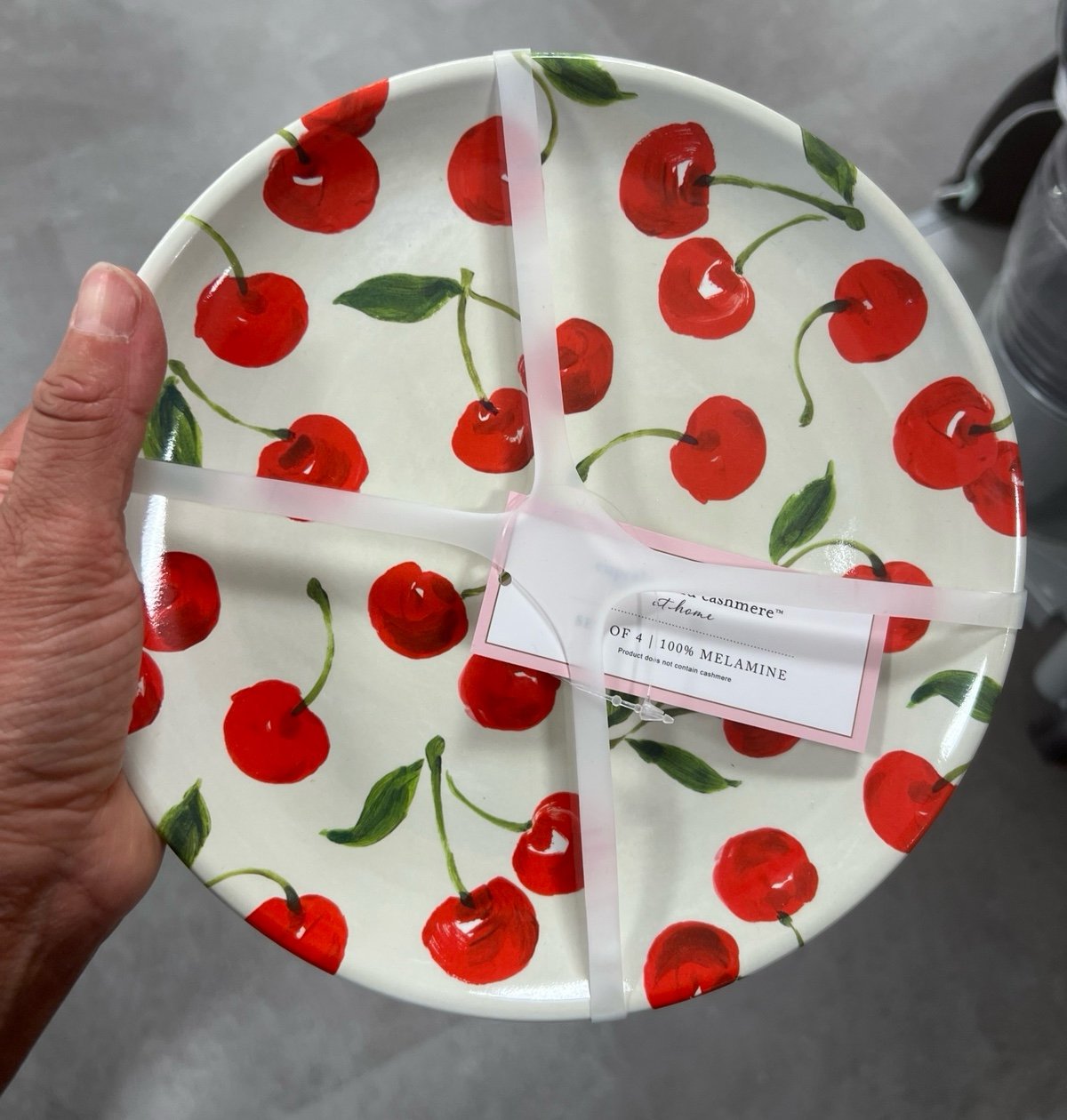 8 pc cherries melamine salad plates !