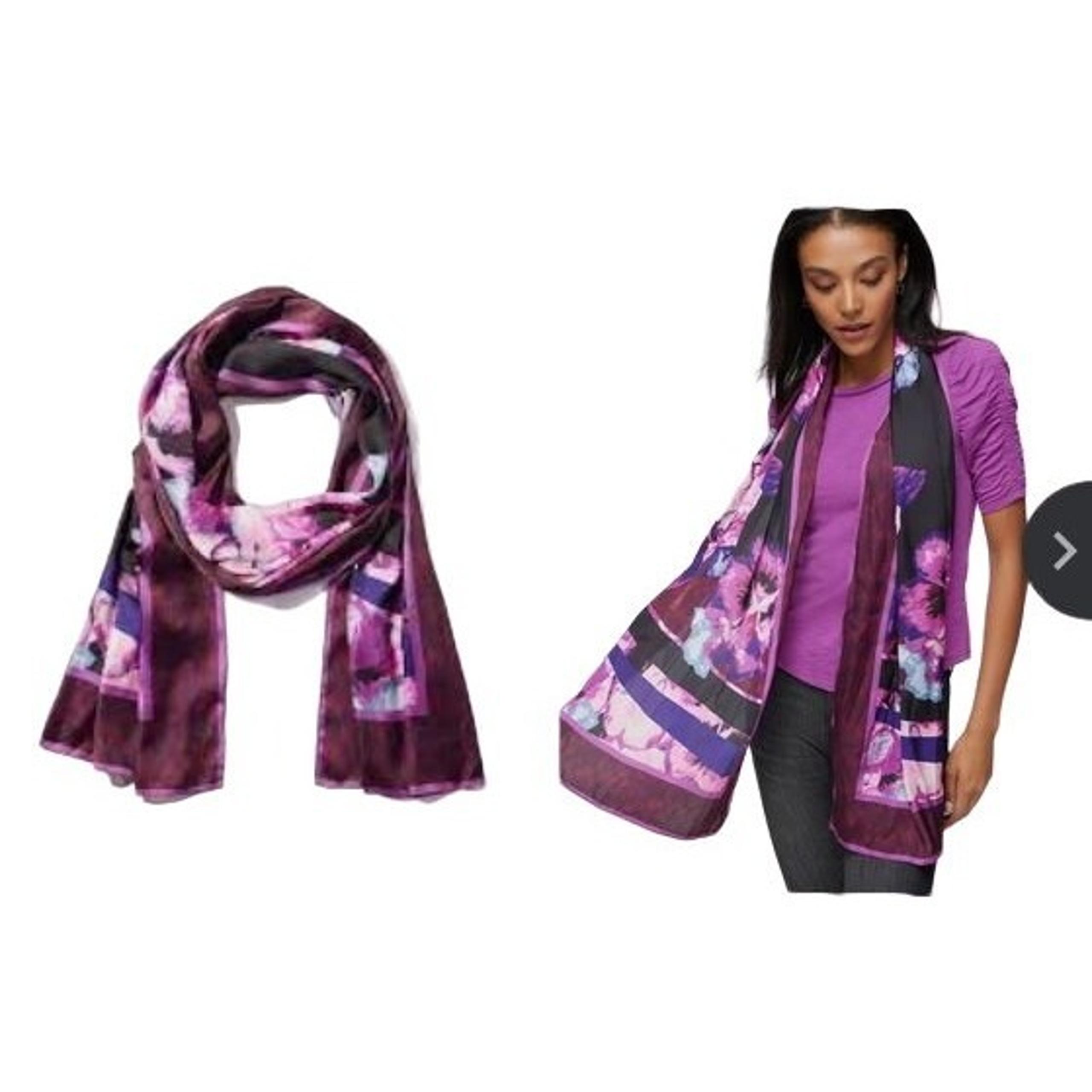 White House Black Mark Exotic Floral Viola Oblong Scarf O/S $79 Versatile Chic