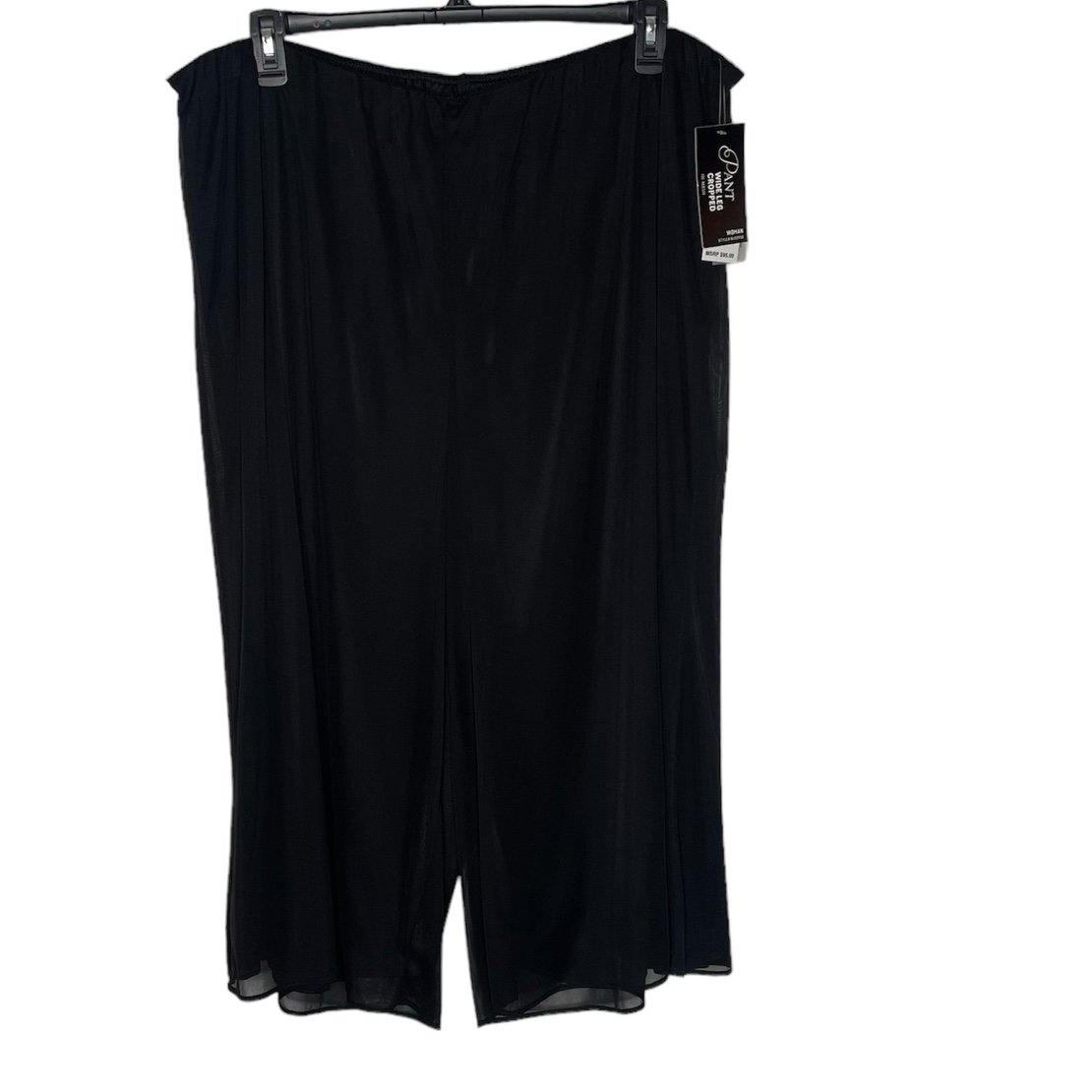 Alex Evenings Wide-Leg Cropped Black Pants In Mesh