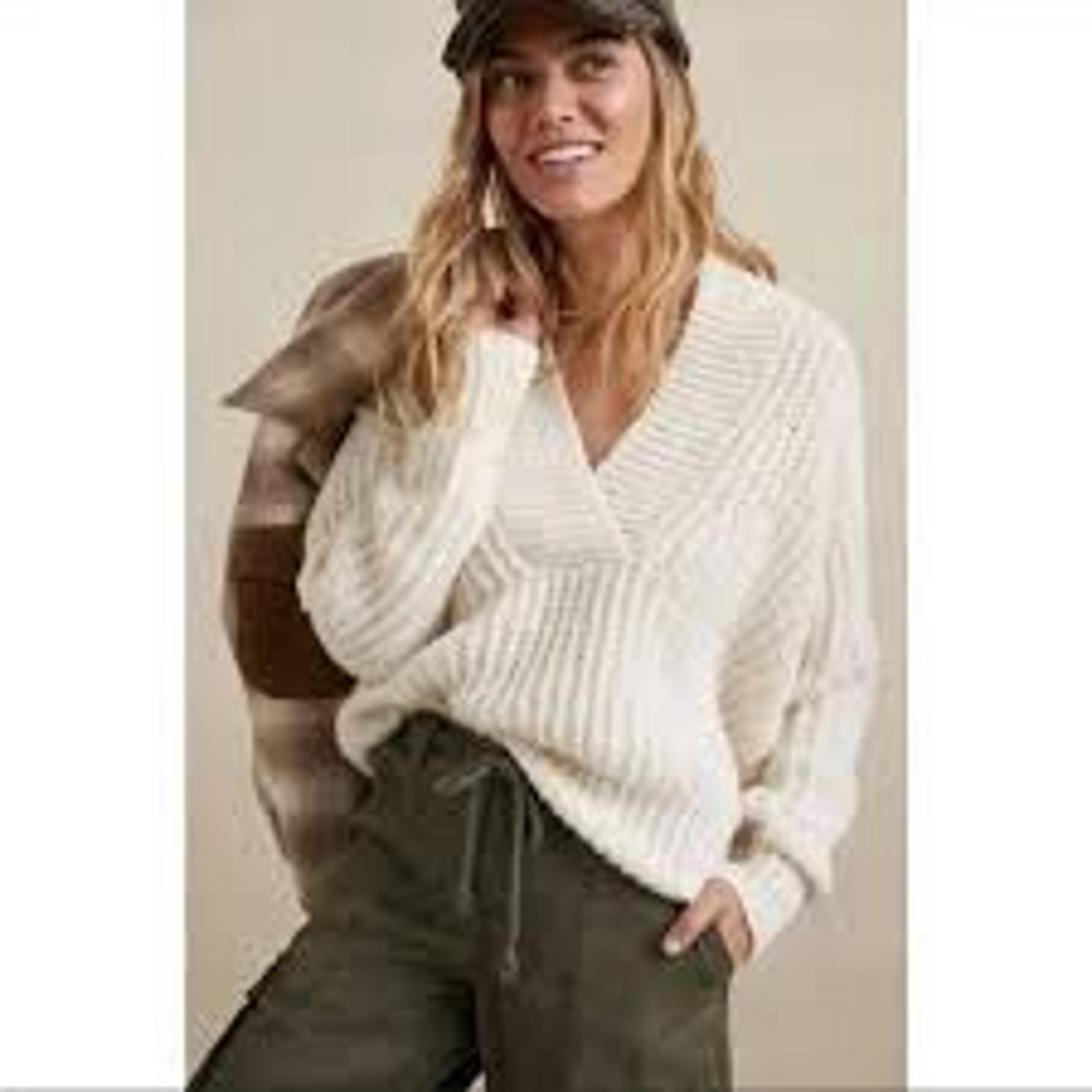 Anthropologie Pilcro Joyce Chunky Cable Knit Pullover Sweater V Neck