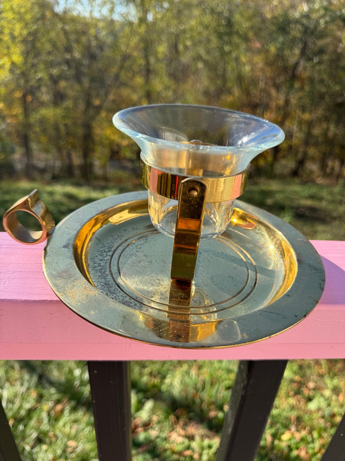Vintage Nautical Brass Gimbal Candle Holder