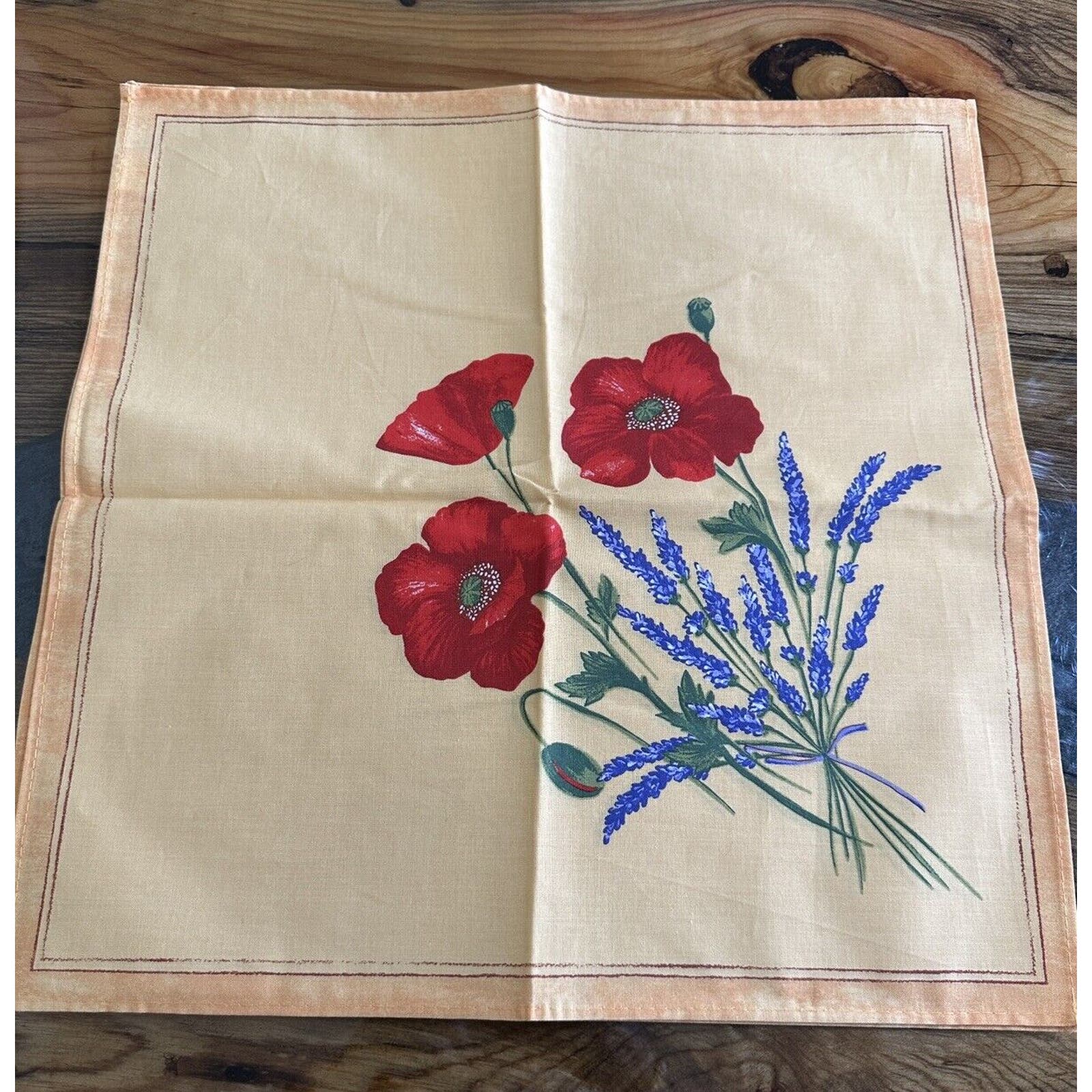 Vintage Amelie Michel French Made Yellow Poppy Napkins set of 6 New