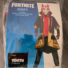 Fortnite Drift Fox Mask Halloween Costume Youth Kids Boys Sz LARGE (12-14)