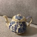 Sadler England - Blue Willow Ribbed Teapot 1970s Blue White - Mint Condition