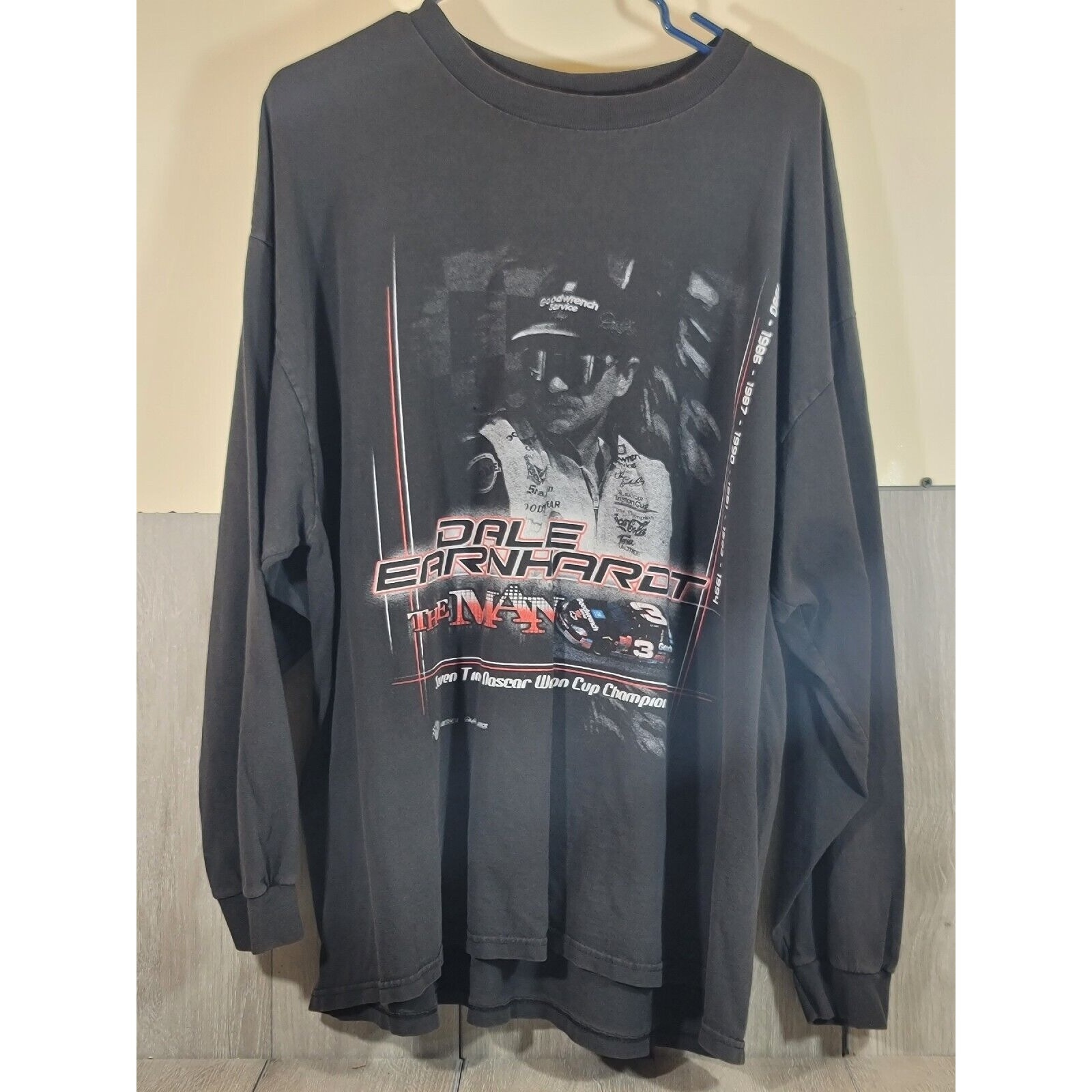 VTG Dale Earnhardt The Man 7 Time Champion #3 Long Sleeve T-Shirt 2XL