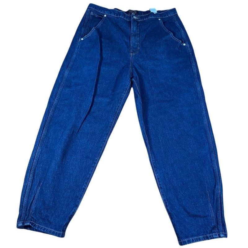 Banana Republic High Waisted Balloon Leg Mom Jeans Relaxed Fit Dark Blue Denim