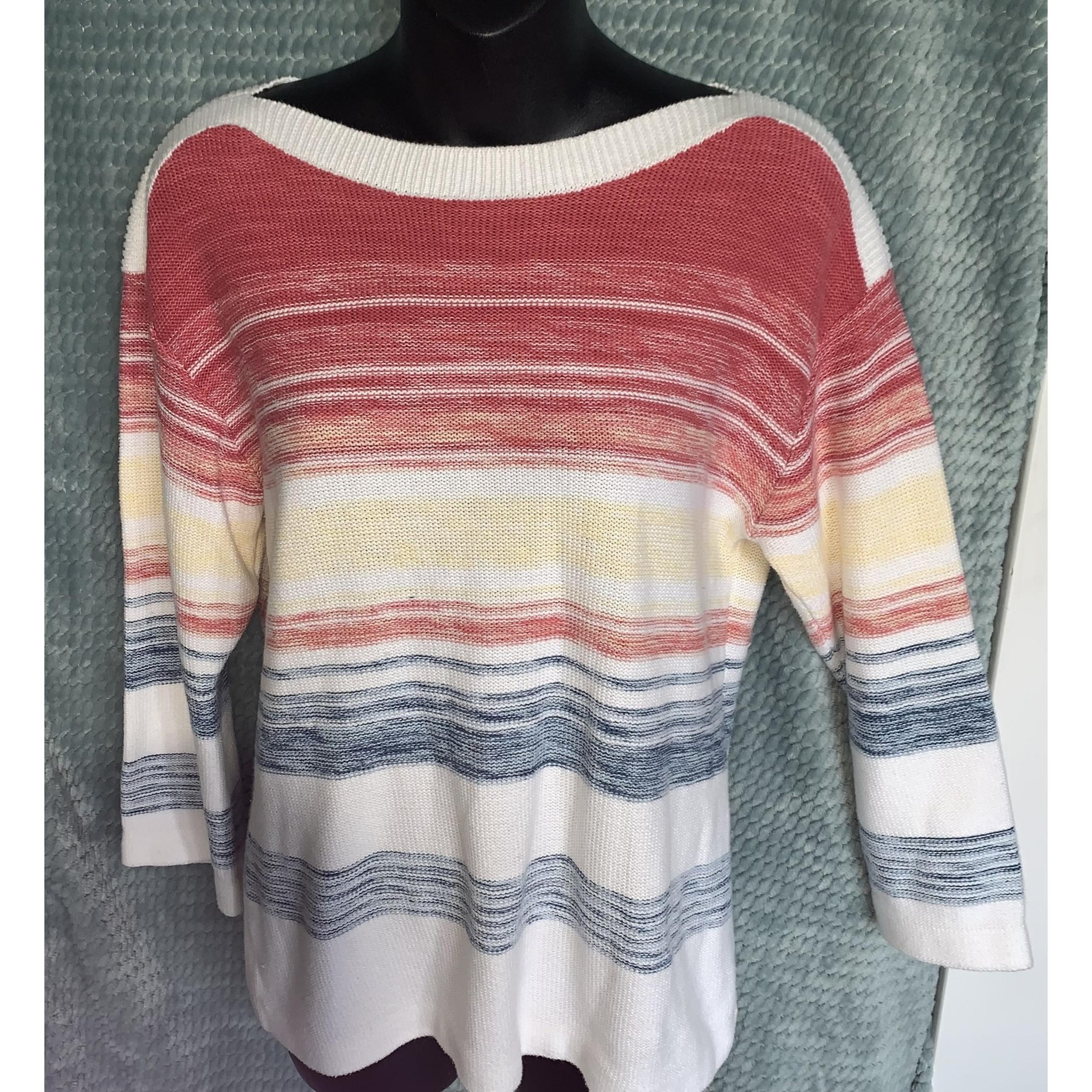 Brittany Black Sweater - Lightweight, Boat Neck, Striped Small