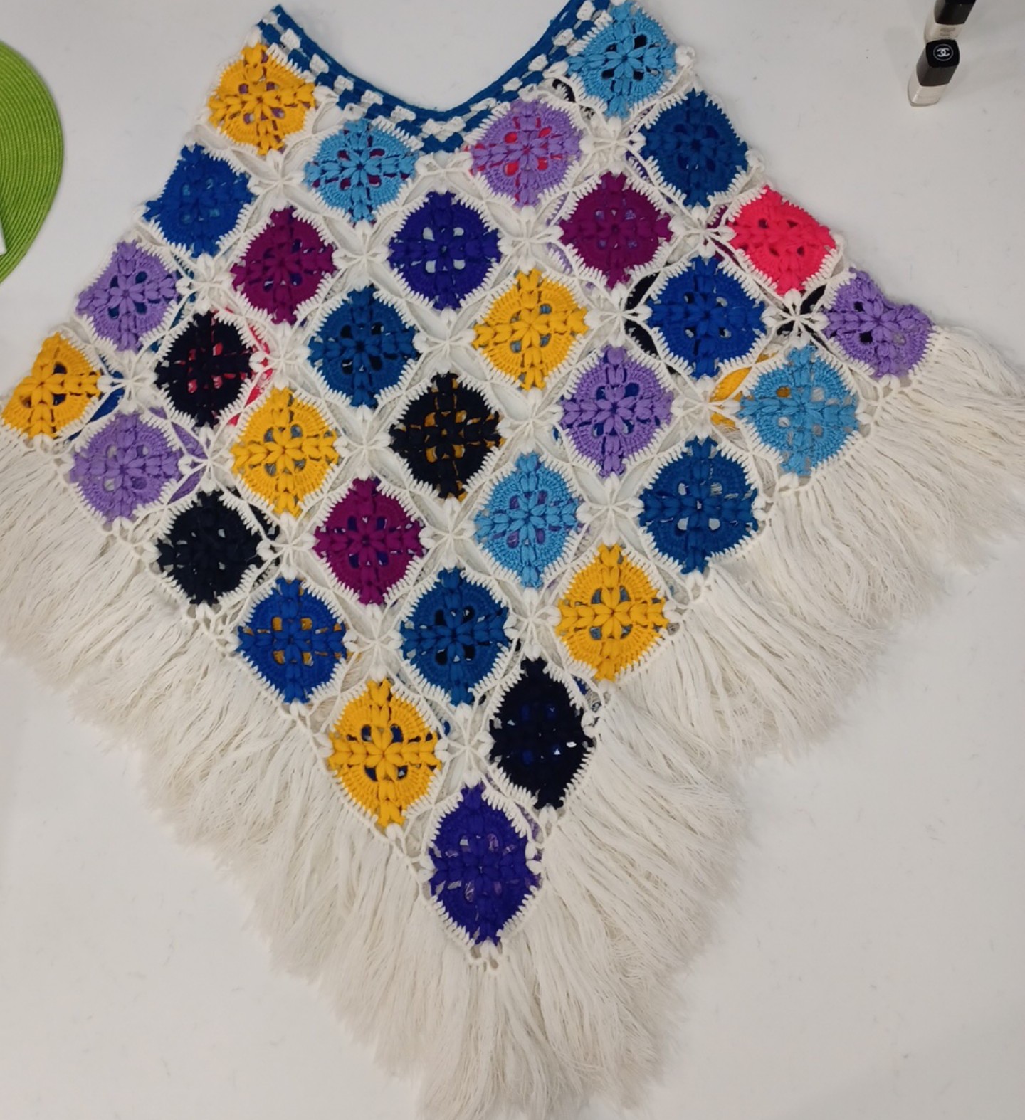 Granny square hand knitted Poncho