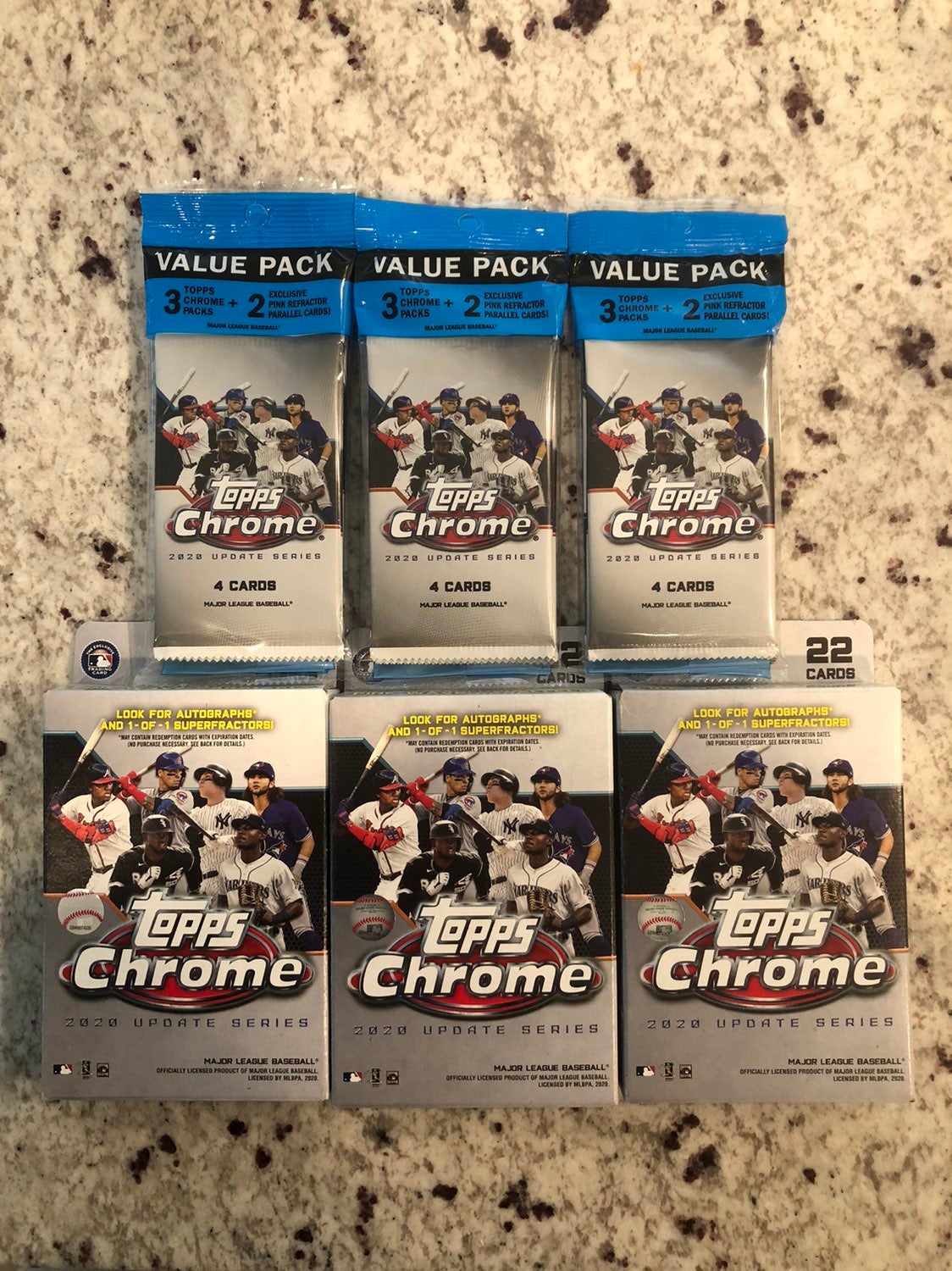 Topps Chrome MLB Baseball 2021 Update Series Hanger Boxes & Cello Packs