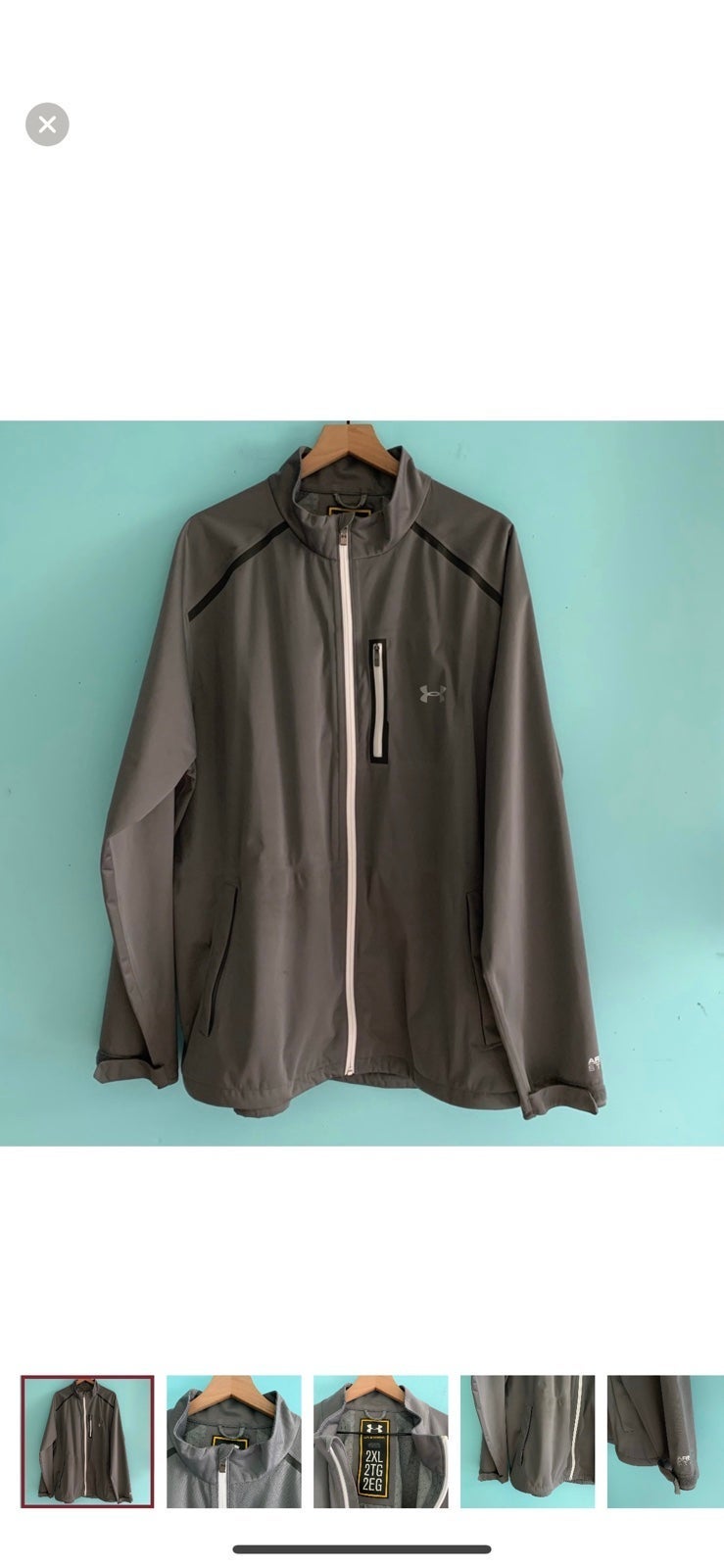 Under Armour Full Zip Storm Windbreaker Rain Jacket Grey XXL