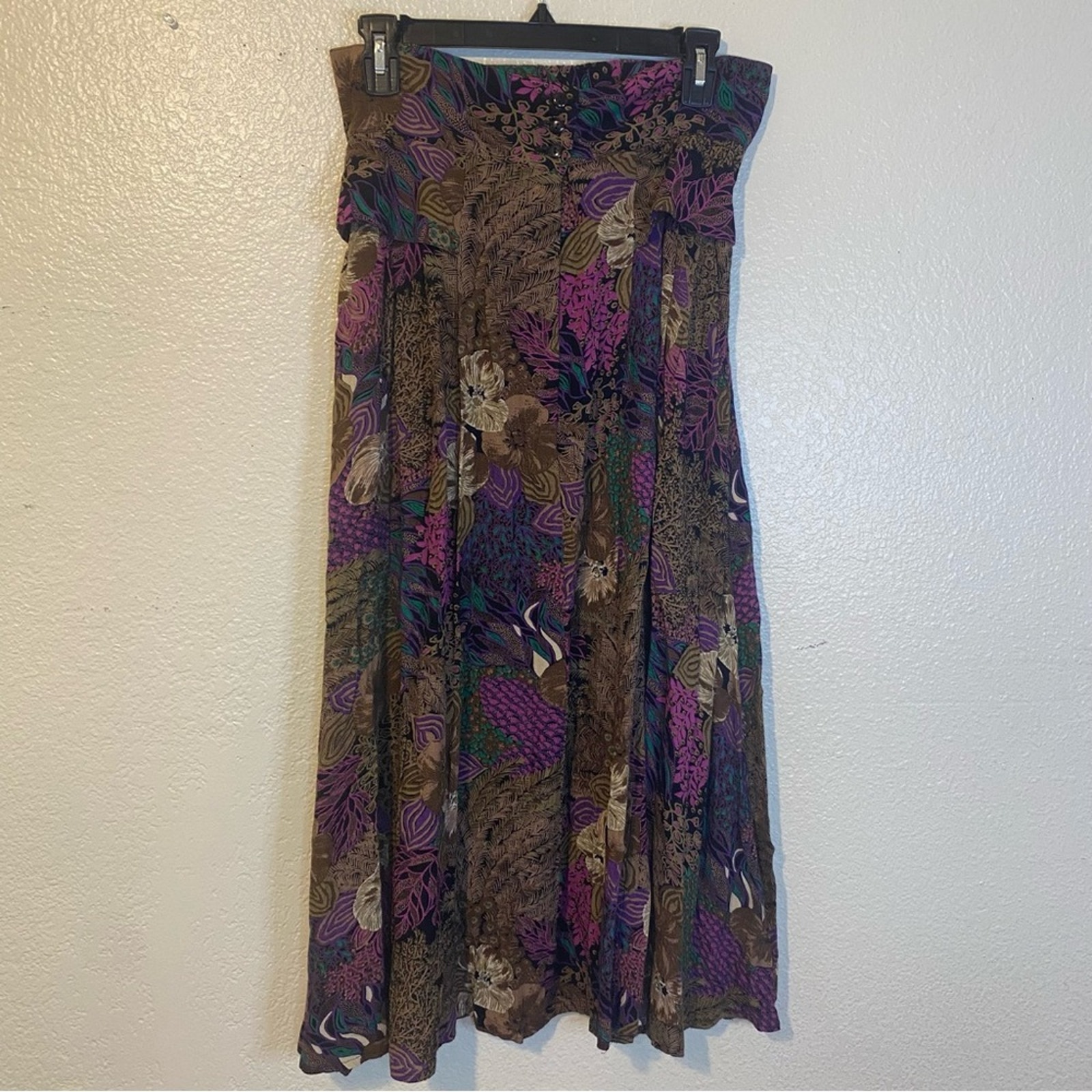 Vintage Componix Floral Multicolor High Rise Midi Skirt