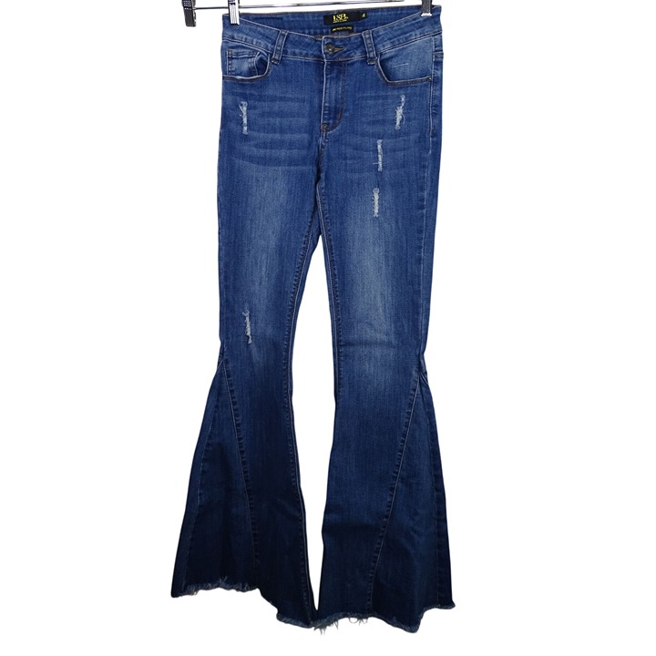 L&B Lucky Blessed Mid Rise Flare Jeans Women Size 4 Distressed Ripped 11601B