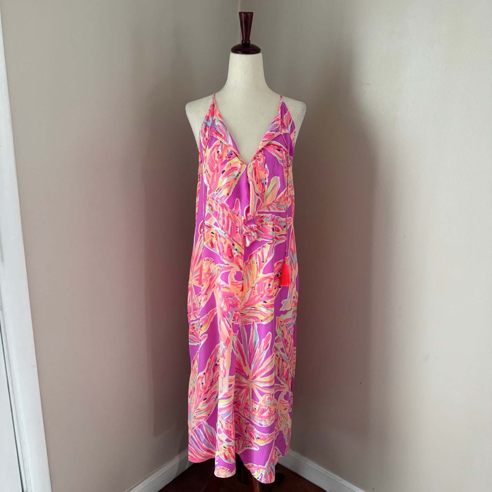 Lilly Pulitzer Lachelle 100% Silk Midi Dress in Amethyst Sunseekers Small