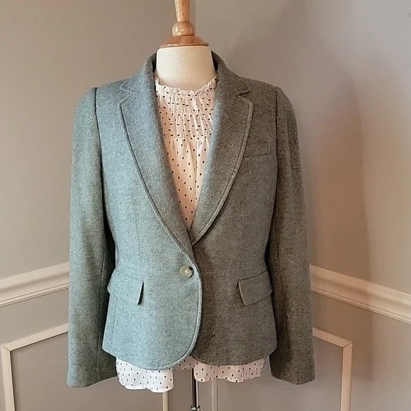 NeW Talbots The Kate Fit Aqua Heathered Tweed Blazer Jacket Size 14P