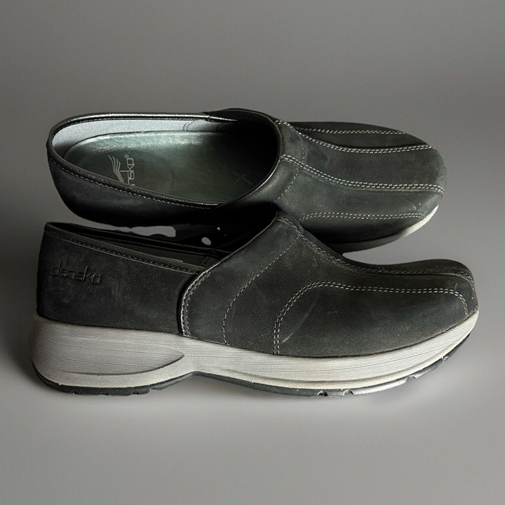 DANSKO Womens Size 40/US 10-10.5 Shaina Black Suede Leather Clogs Shoes