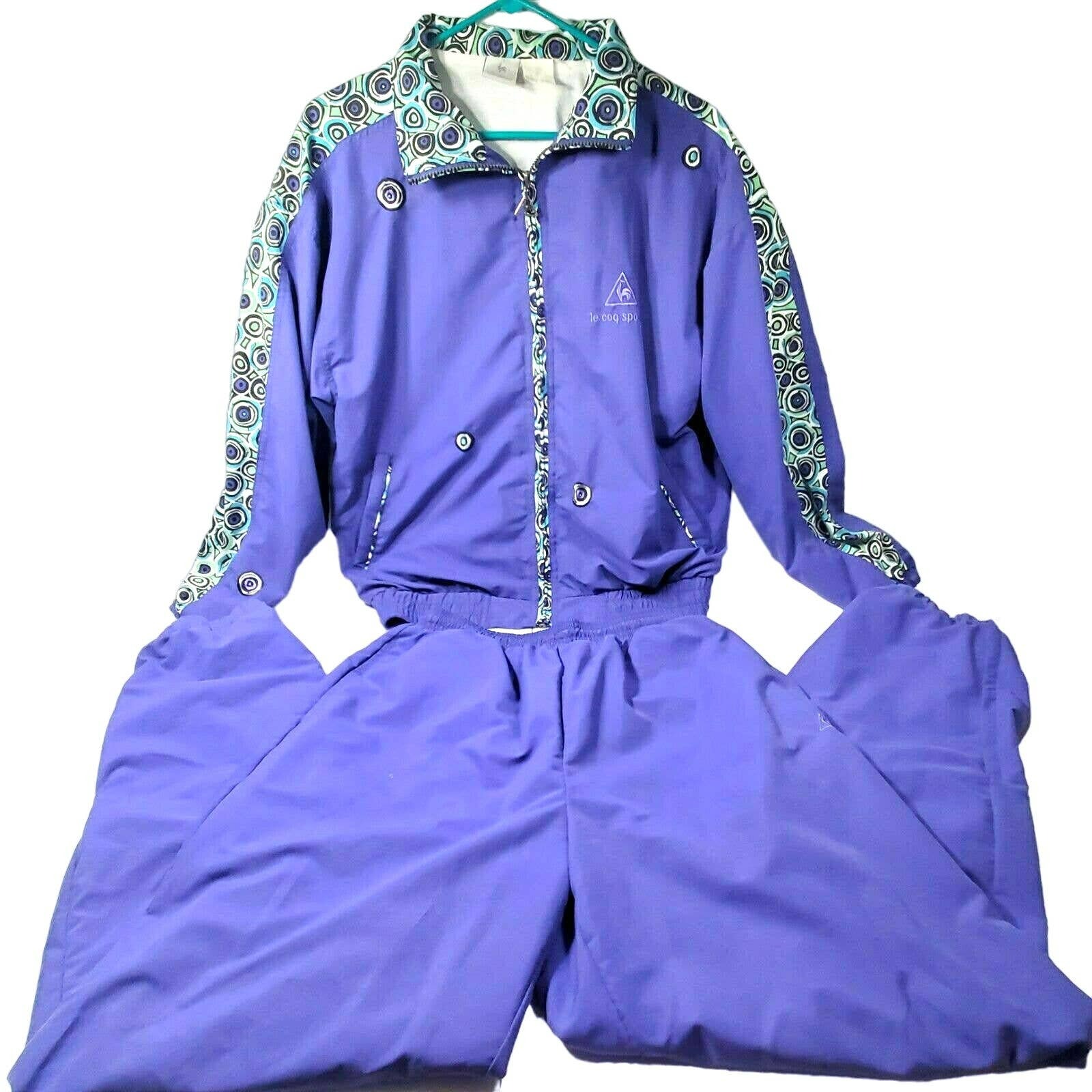 Le Coq Sportif Woman Purple Medium Tracksuit Vtg Windbreaker Zip Bottoms